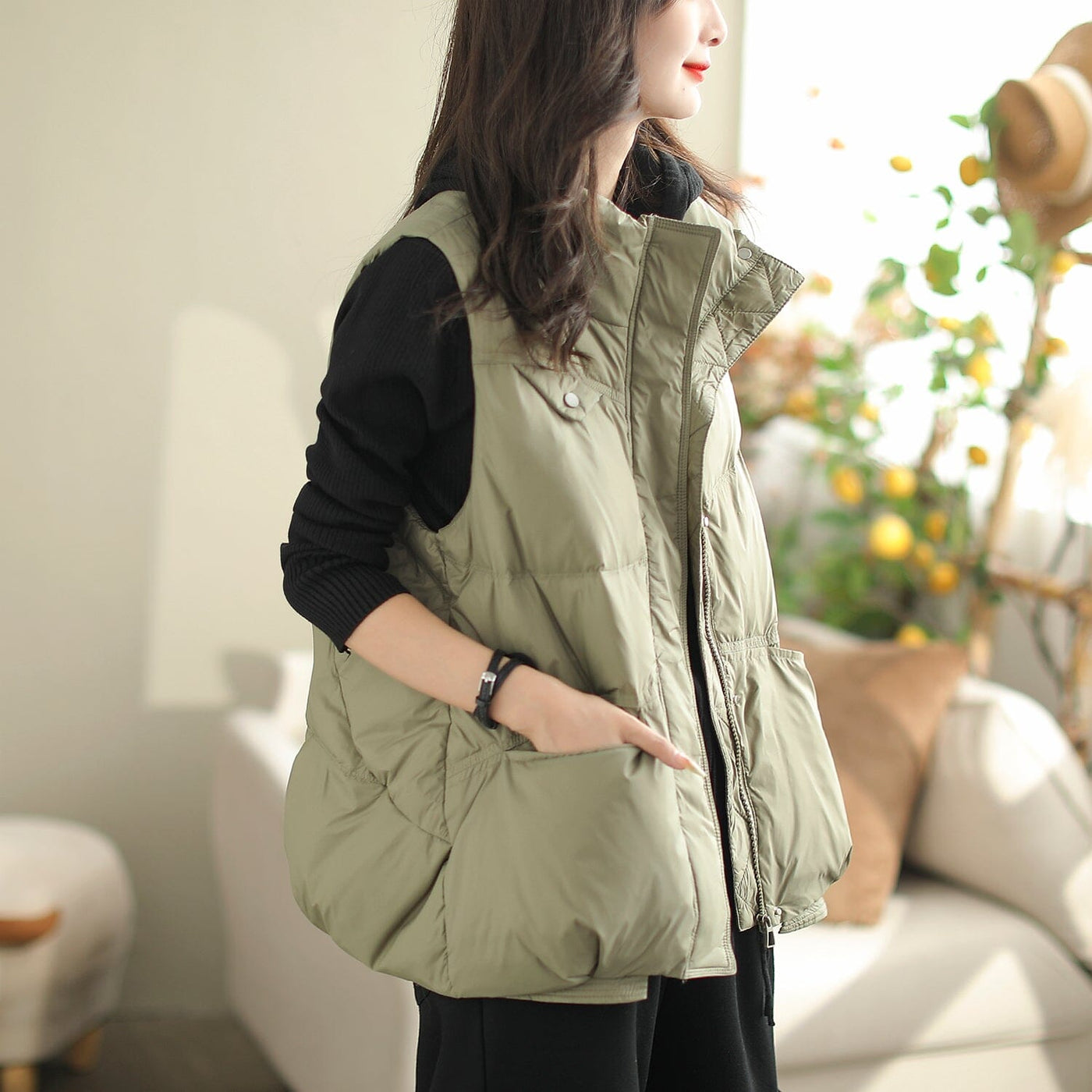 Women Autumn Winter Duck Down Loose Vest