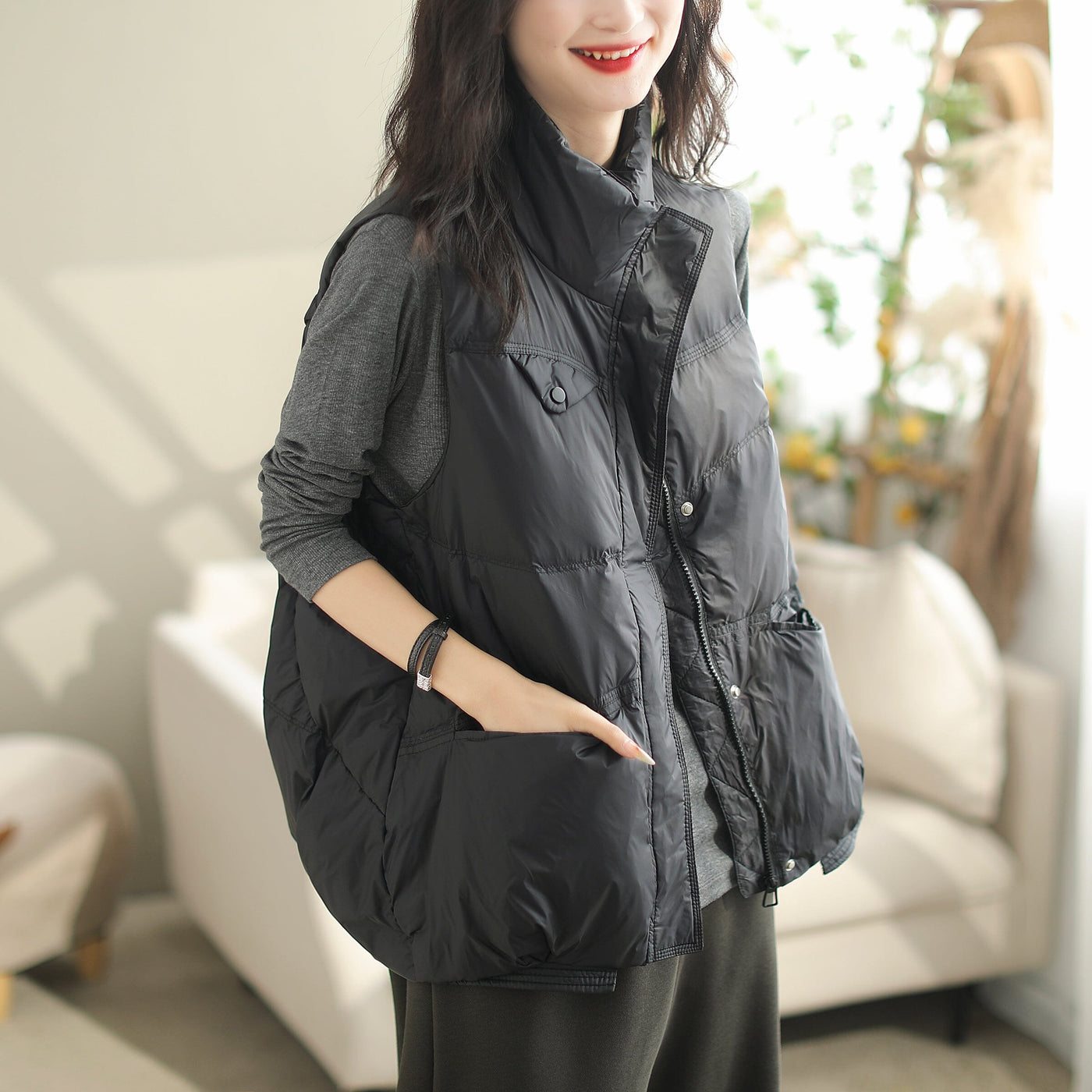 Women Autumn Winter Duck Down Loose Vest