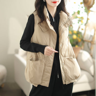Women Autumn Winter Duck Down Loose Vest