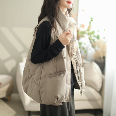 Women Autumn Winter Duck Down Loose Vest