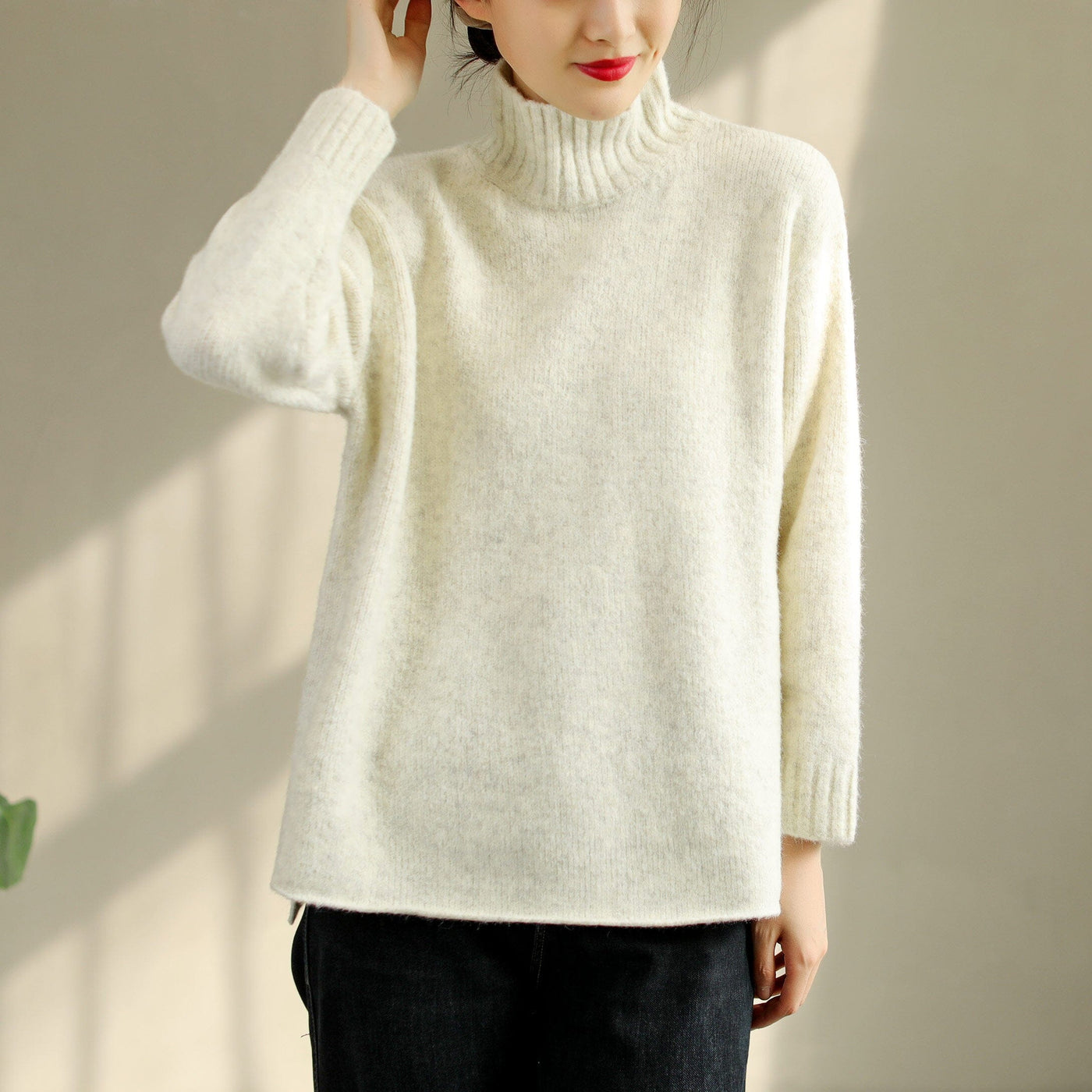 Women Autumn Winter Cotton Knitted Elastic Sweater Nov 2022 New Arrival One Size White 