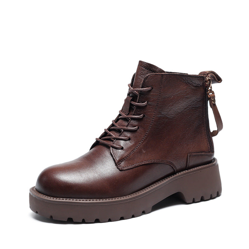 Women Autumn Winter Retro Leather Boots Sep 2022 New Arrival 