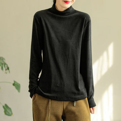 Women Autumn Winter Solid Turtleneck Cotton Sweater Oct 2022 New Arrival One Size Black 