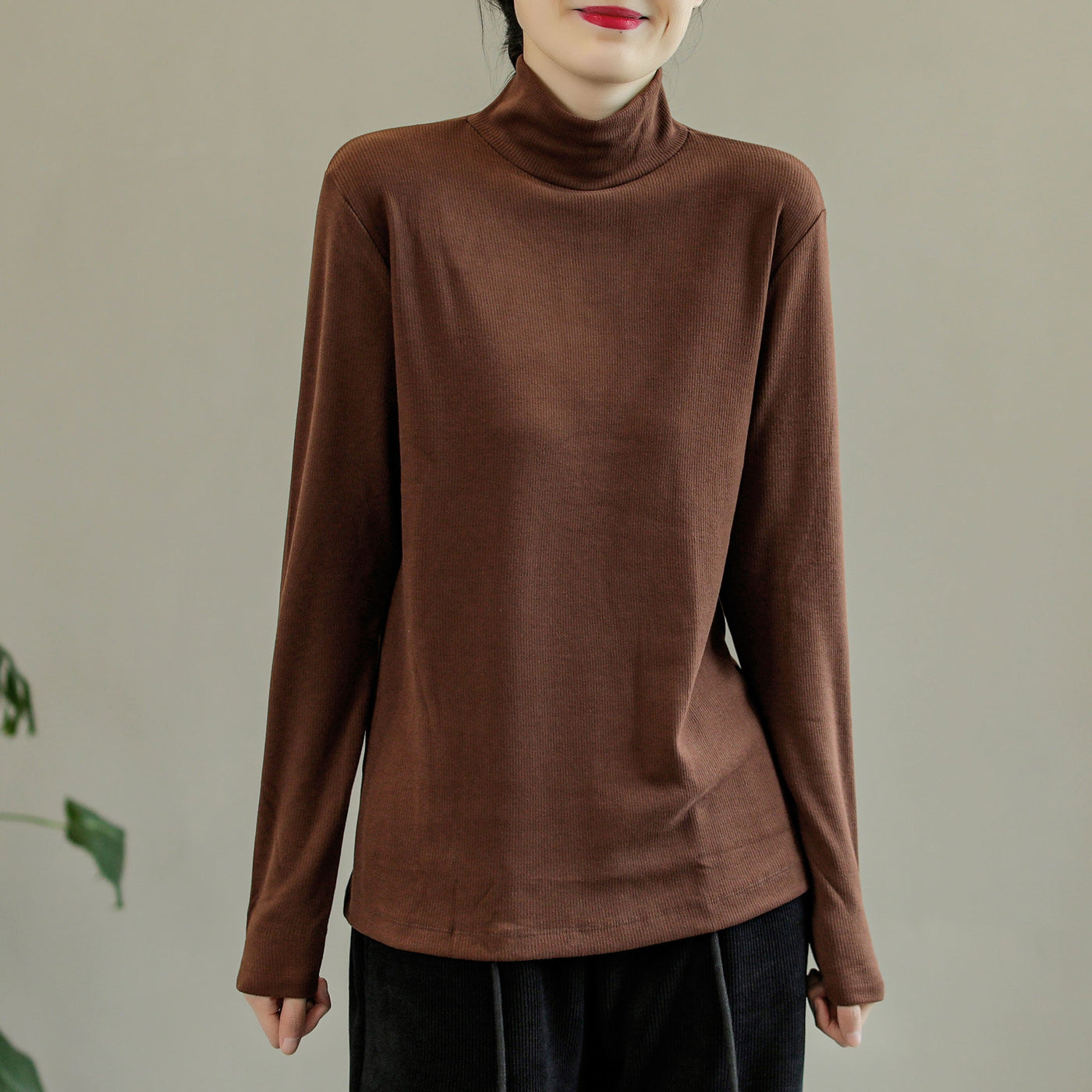 Women Autumn Winter Solid Turtleneck Cotton Sweater Oct 2022 New Arrival One Size Coffee 