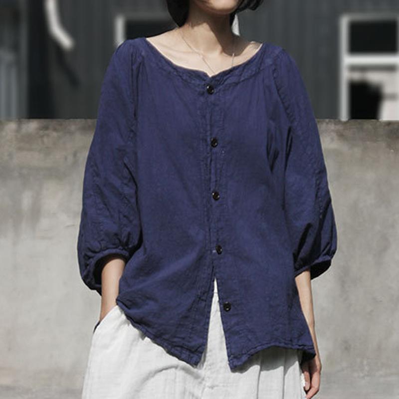 Women Bat-wing Casual Linen High Low Blouse 2019 May New 