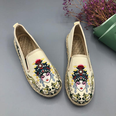 Women Breathable Casual Slip On Embroidered Flat Shoes 35-44 2019 Jun New 35 Beige 