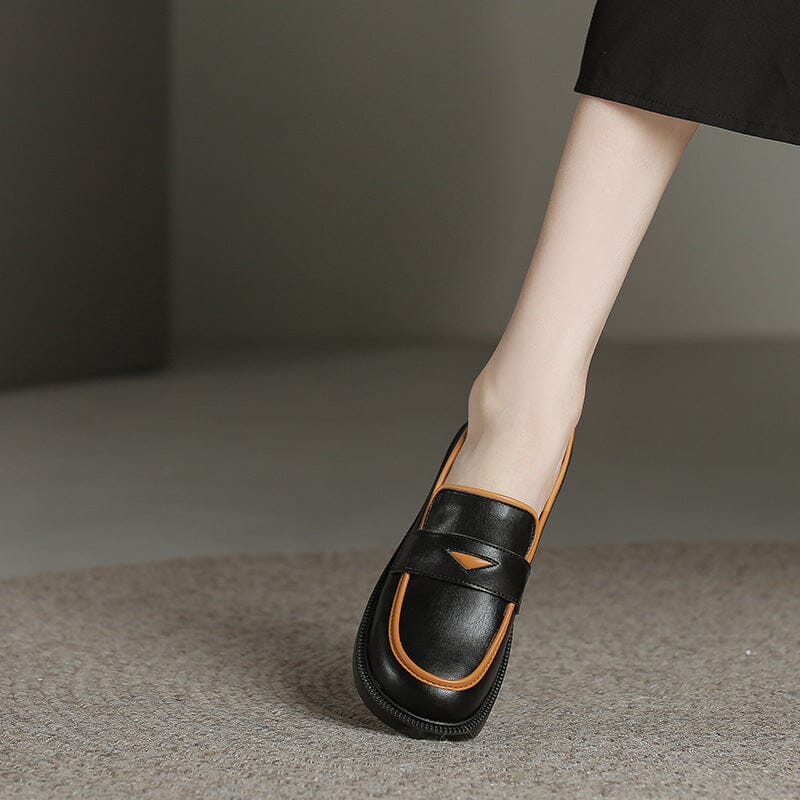 Women Casual Autumn Leather Flat Loafers Nov 2022 New Arrival 