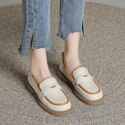 Women Casual Autumn Leather Flat Loafers Nov 2022 New Arrival 