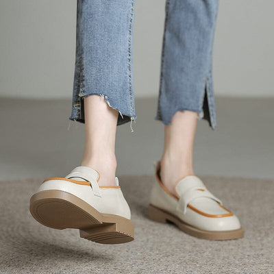 Women Casual Autumn Leather Flat Loafers