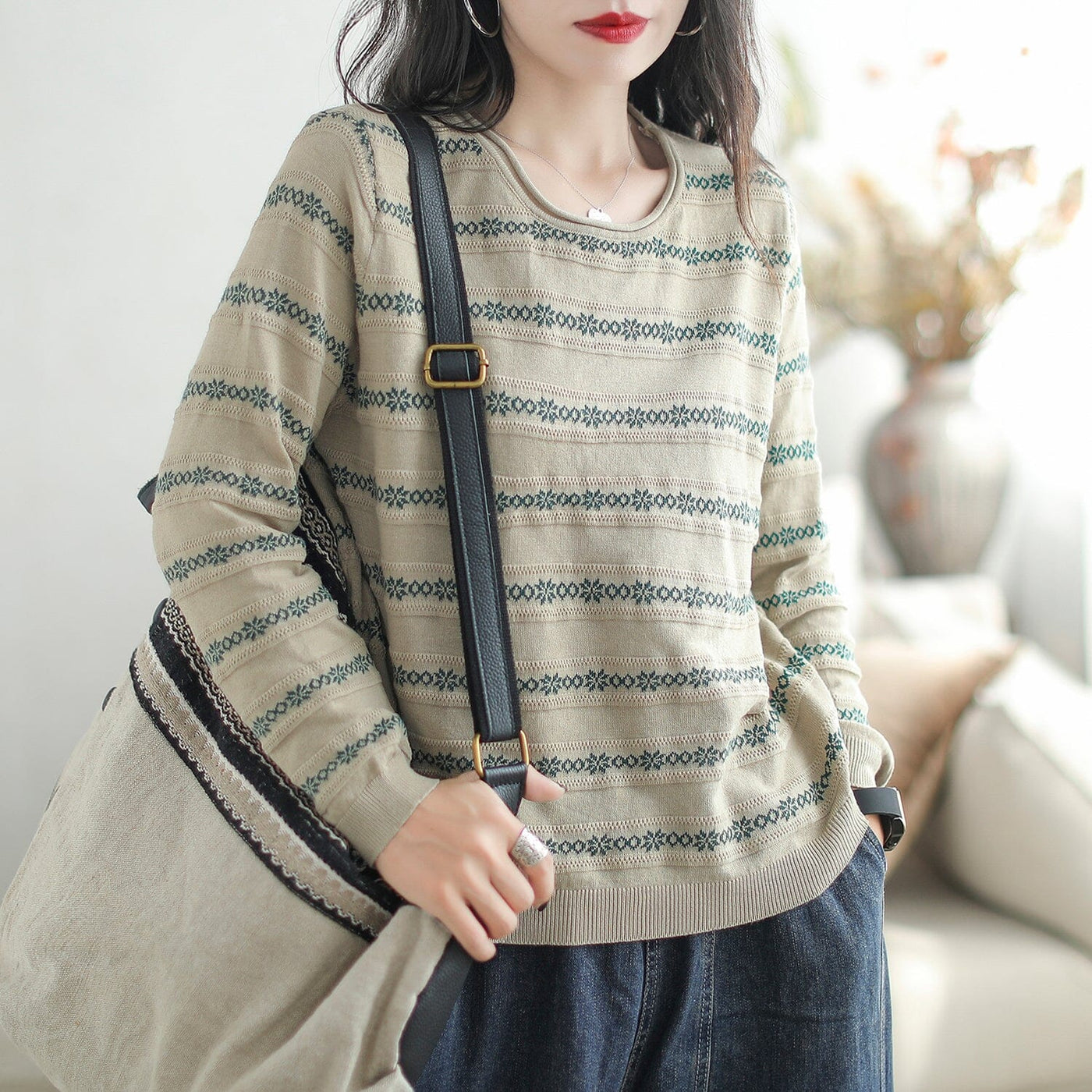Women Casual Fashion Cotton Knitted Loose Shirt Sep 2023 New Arrival 