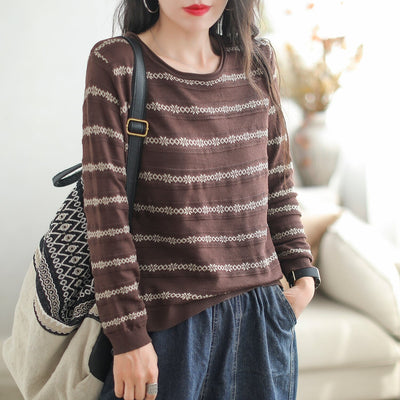 Women Casual Fashion Cotton Knitted Loose Shirt Sep 2023 New Arrival One Size Coffee 