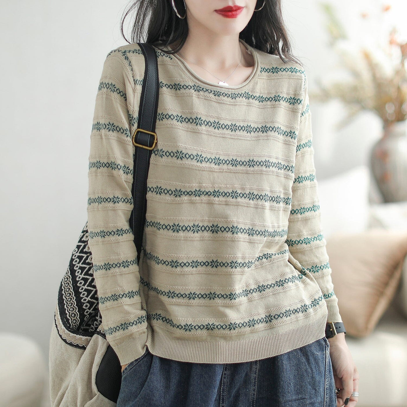 Women Casual Fashion Cotton Knitted Loose Shirt Sep 2023 New Arrival One Size Khaki 