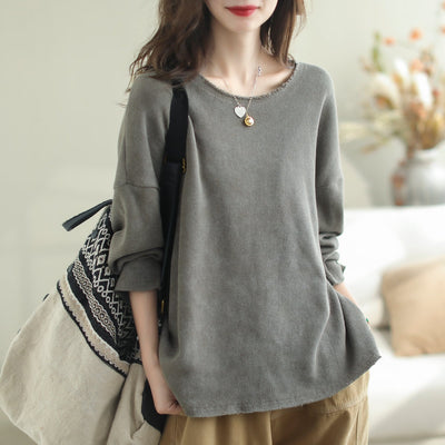 Women Casual Fashion Solid Loose Sweater