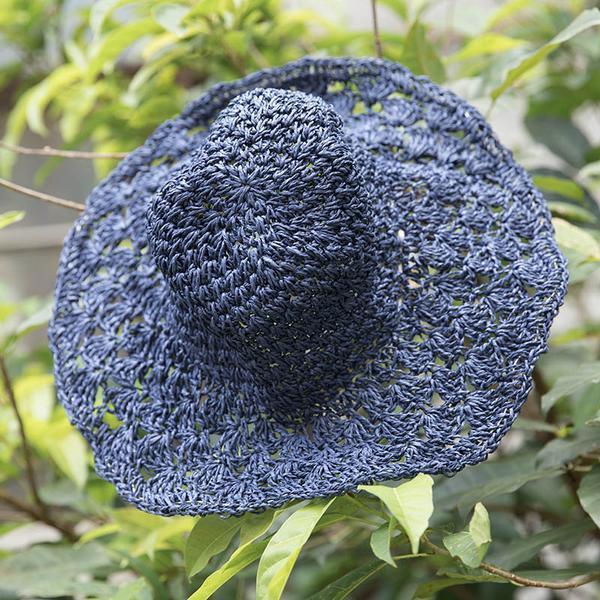 Women Casual Foldable Travel Blue Summer Hat