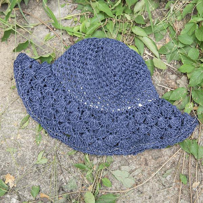 Women Casual Foldable Travel Blue Summer Hat - Babakud