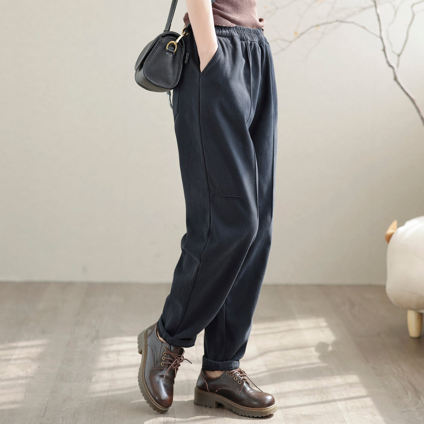 Women Casual Loose Furred Cotton Winter Pants
