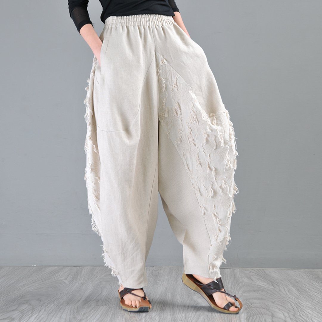 Women Casual Loose Linen Harmen Pants Trousers May 2020-New Arrival M Linen 