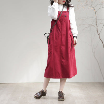 Women Casual Minimalism Patchwork Sleeveless Dress Feb 2023 New Arrival L Red 