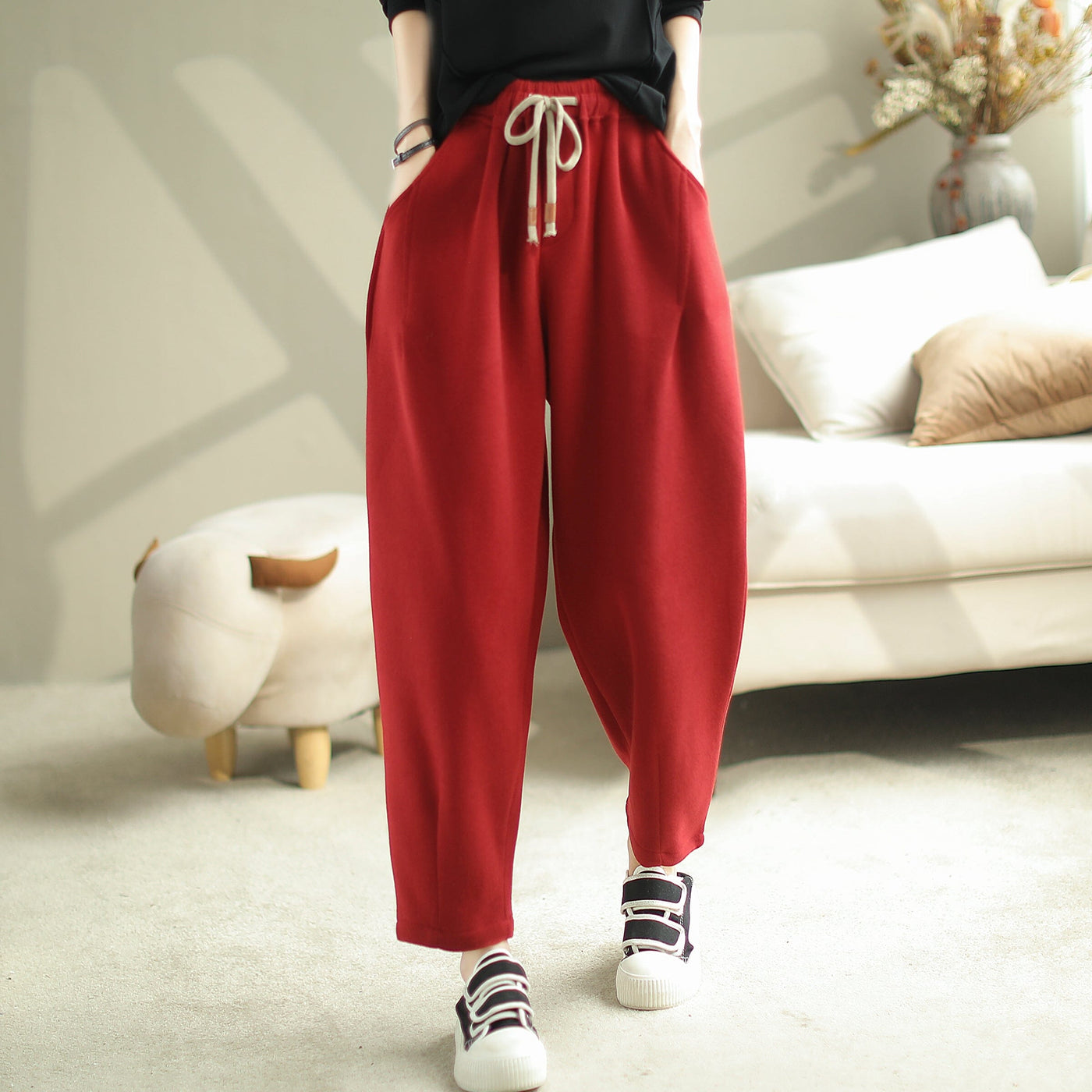 Women Casual Minimalist Loose Cotton Pants Oct 2023 New Arrival 