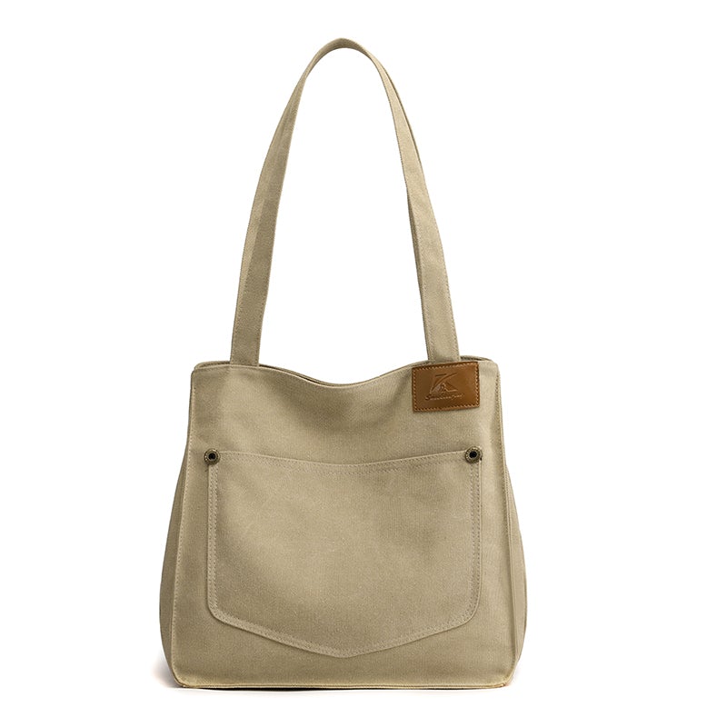 Women Casual Simple Canvas Shoulder Bag Dec 2021 New Arrival One Size Khaki 