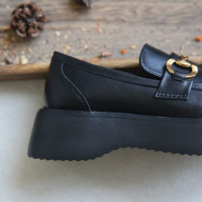 Women Casual Soft Leather Thick Soled Loafers