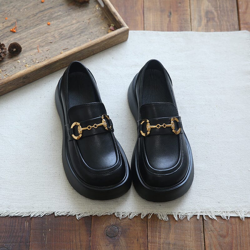 Women Casual Soft Leather Thick Soled Loafers