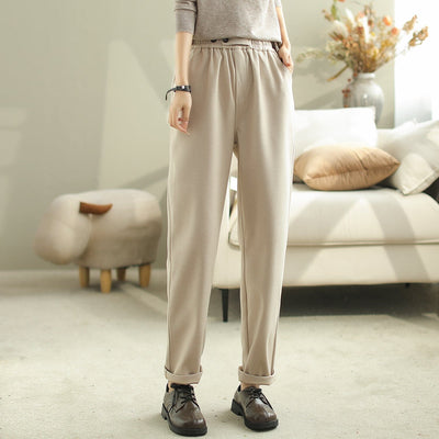 Women Casual Solid Loose Harem Pants Oct 2023 New Arrival M Beige 