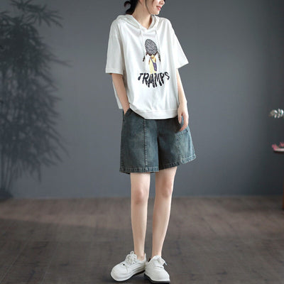 Women Casual Summer Short Sleeve Thin Hoodie May 2023 New Arrival 