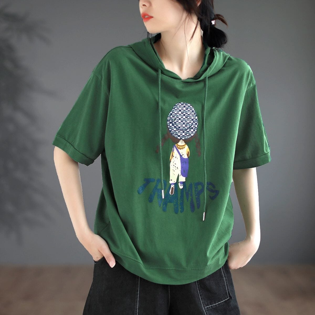 Women Casual Summer Short Sleeve Thin Hoodie May 2023 New Arrival 