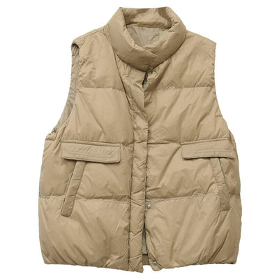 Women Solid Color Minimalist Winter Loose Down Vest