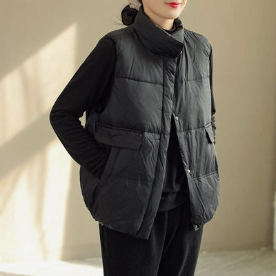 Women Solid Color Minimalist Winter Loose Down Vest