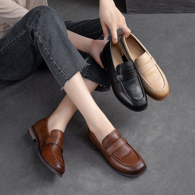 Women Classic Retro Leather Casual Loafers Aug 2023 New Arrival 
