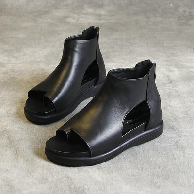Women Clip Toe Cowhide Platform Comfortable Shoes 2019 April New 