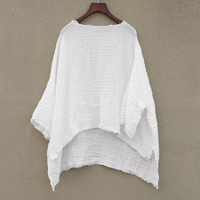 Women Cotton Casual Loose High Low Blouse 2019 May New 