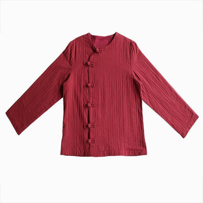 Women Cotton Frog O-Neck Casual Shirt 2019 March New 