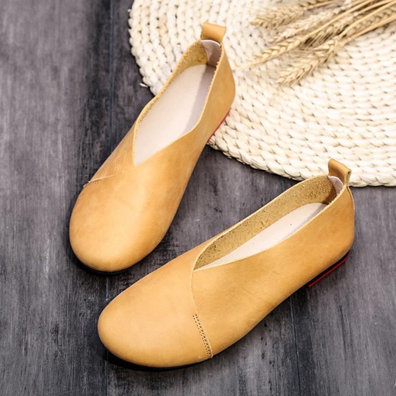 Women Daily Casual Slip On Round Toe Flats Shoes 35-43 2019 May New 35 Camel 