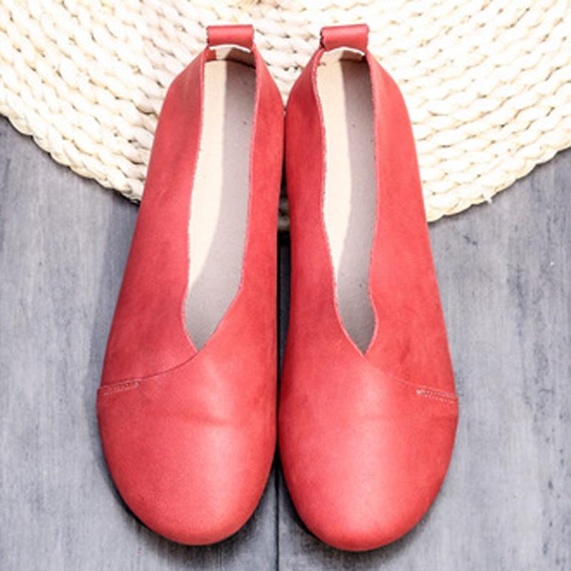 Women Daily Casual Slip On Round Toe Flats Shoes Plus Size
