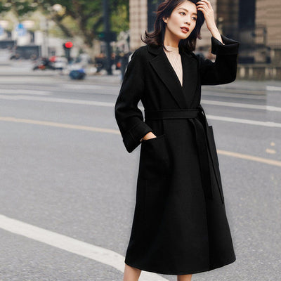 Women Double-Sided Woolen Coat 2019 New December M Black 
