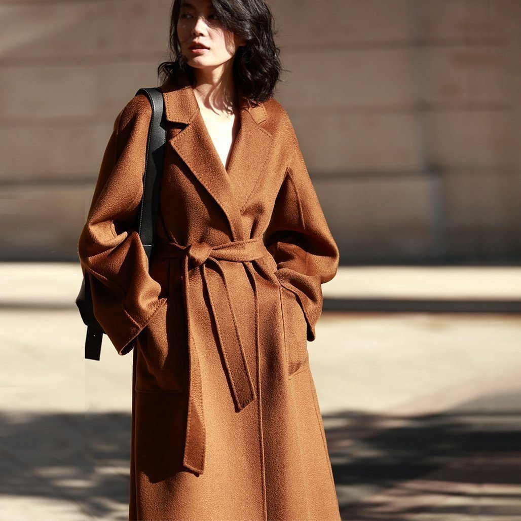 Women Double-Sided Woolen Coat 2019 New December M Caramel 