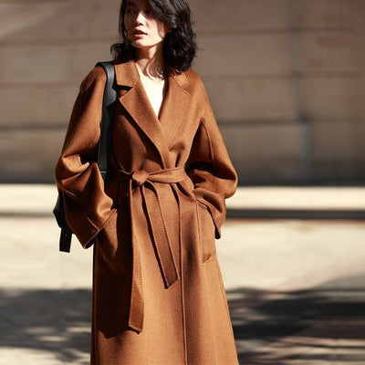 Women Double-Sided Woolen Coat 2019 New December M Caramel 