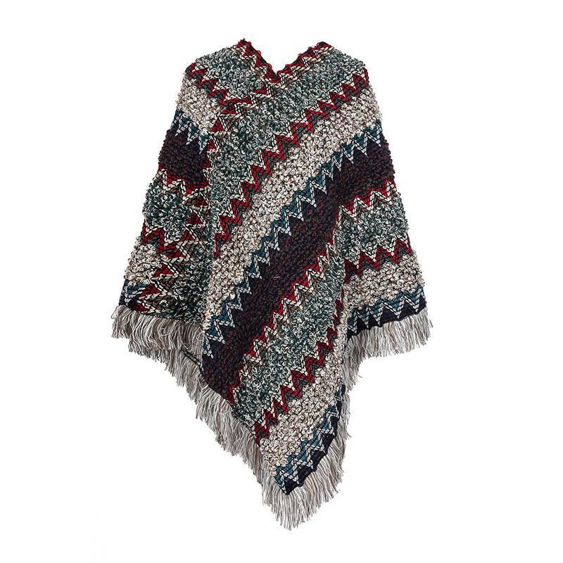 Women Ethnic Cloak Thick Vacation Shawl ACCESSORIES 