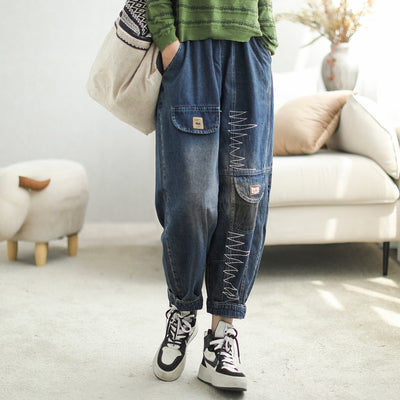 Women Fashion Casual Loose Patchwork Jeans Sep 2023 New Arrival 