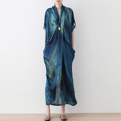 Women Fashion Cross-neck Elegant Silk Two Piece Dress Maxi Dresses Cll 