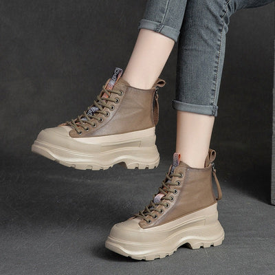 Women Fashion Leather Casual Platform Boots