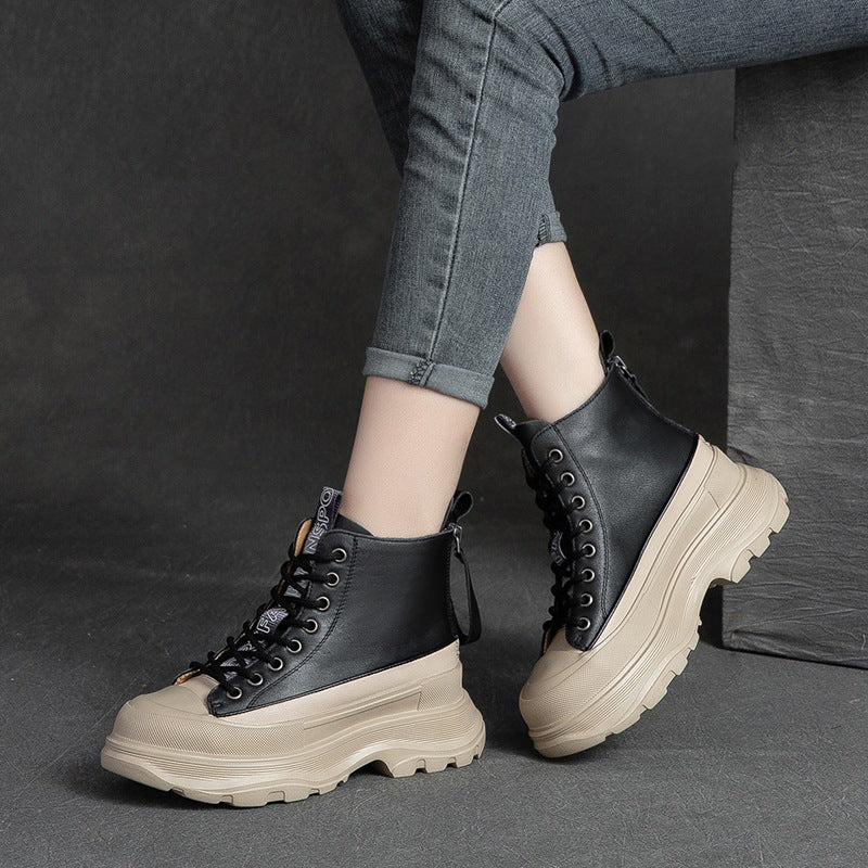 Women Fashion Leather Casual Platform Boots