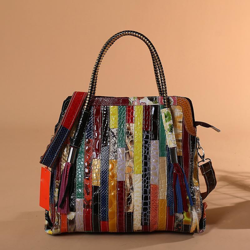 Women Fashion Western Style Colorful Handbag ACCESSORIES Large Multicolor 