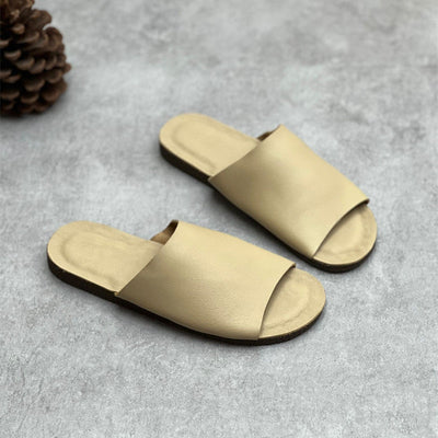 Women Flat Retro Summer Casual Leather Slippers
