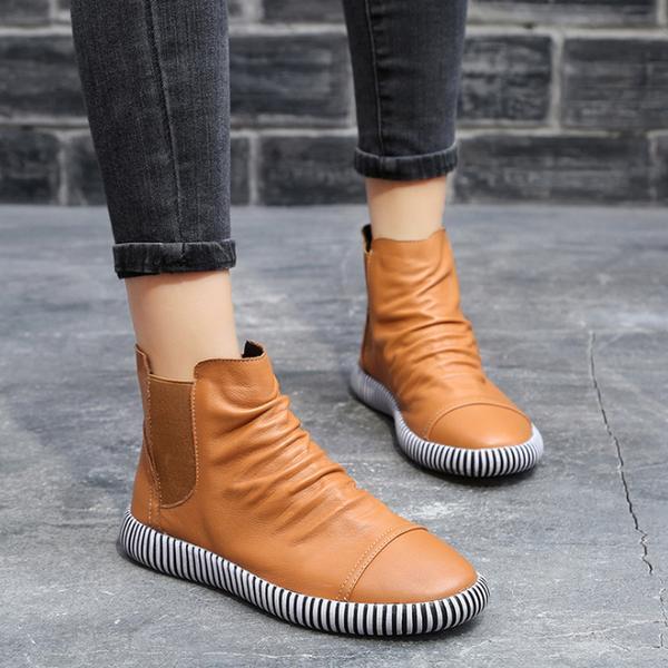 Women Leather Casual Chelsea Boots - Babakud