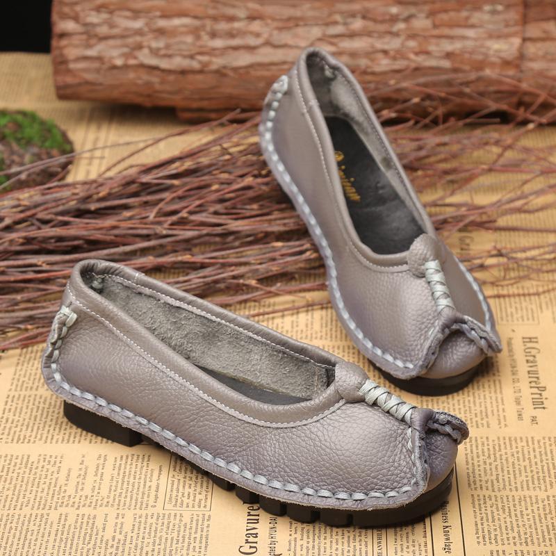 Women Leather Casual Flats Sewing Shoes 2019 Jun New 