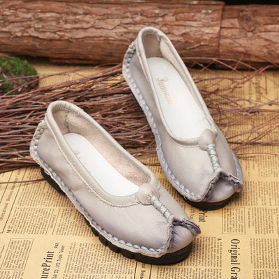 Women Leather Casual Flats Sewing Shoes